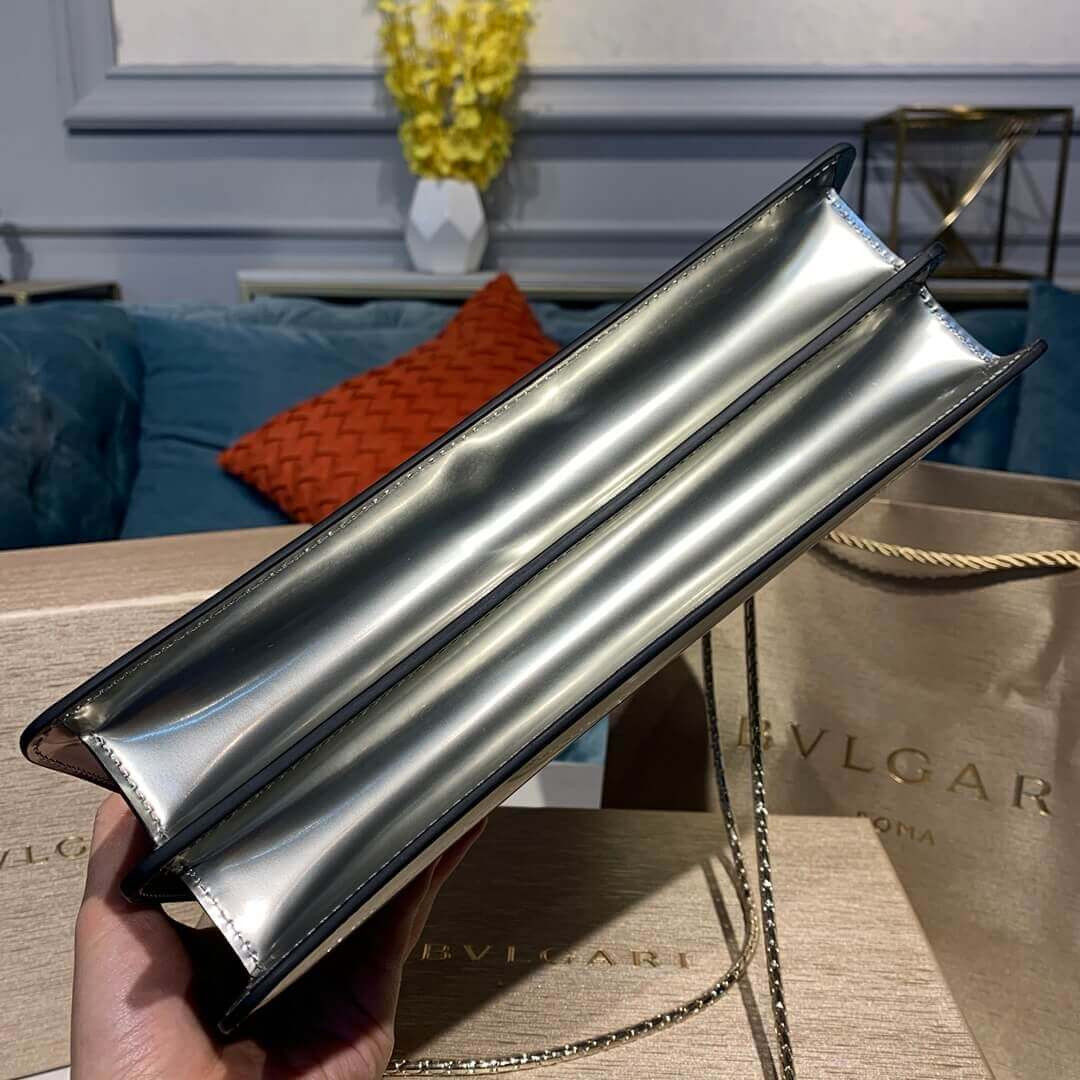 Bvlgari Serpenti Forever Shoulder Bag 28cm in Silver Brushed Metallic 35106