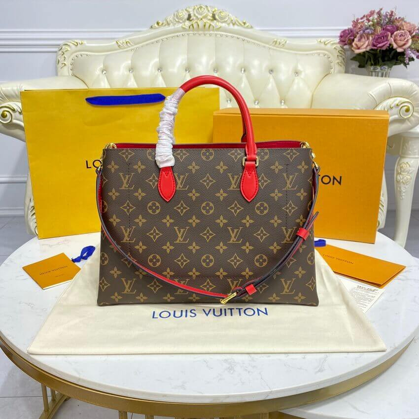 Louis Vuitton Monogram Canvas Flower Tote M43553 Red