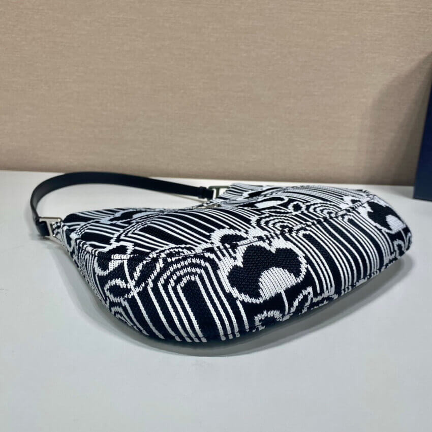 Prada Cleo Jacquard Knit and Leather Bag 1BC499
