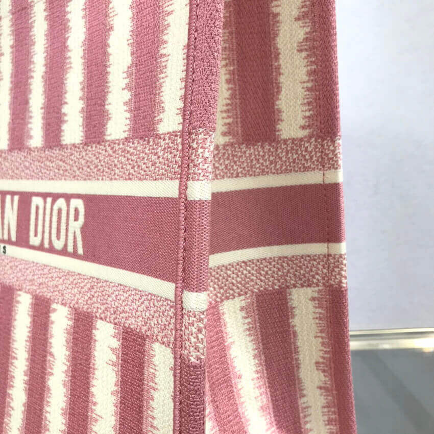 Dior Book Tote Pink D-Stripes Embroidery M1286