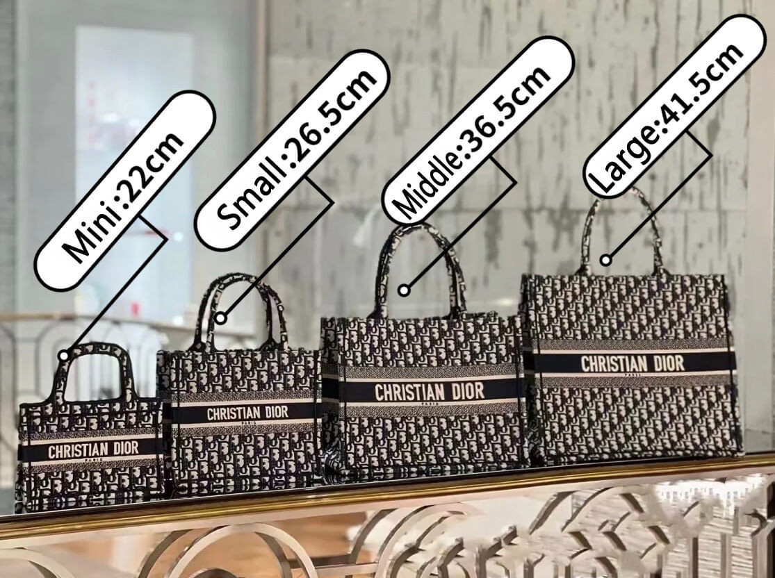 Christian Dior Small Book Tote Bag 26cm Oblique Embroidery Blue