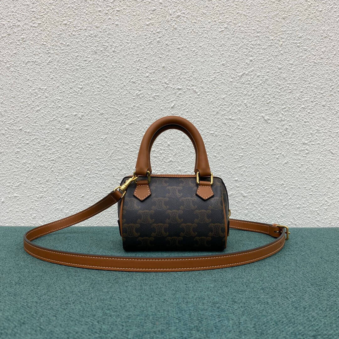 Celine Mini Boston Bag In Triomphe Canvas 195112