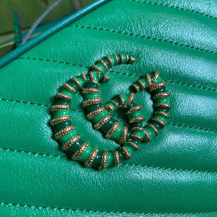 Gucci GG Marmont Small Shoulder Bag 447632 Green and Emerald Leather