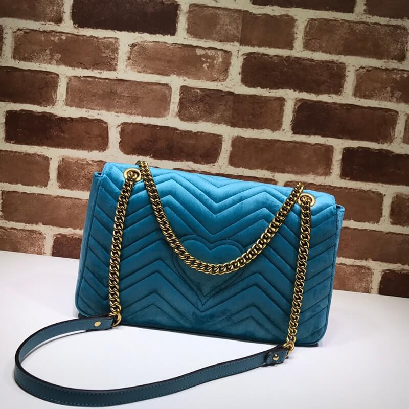 Gucci XXV Anniversary Teal Velvet Shoulder Bag 443496