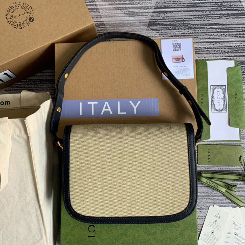 Gucci Horsebit 1955 Small Bag 602204 in Beige Canvas