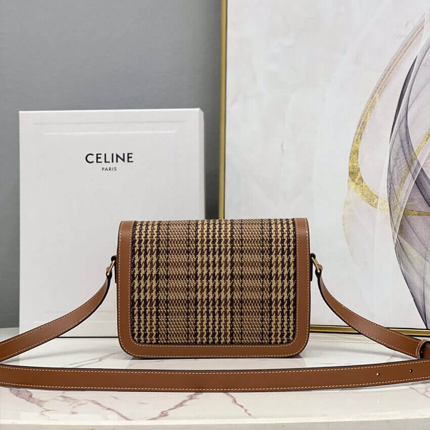 Celie Medium Triomphe Bag in Triomphe Textile and Calfskin 191242 Brown/Tan