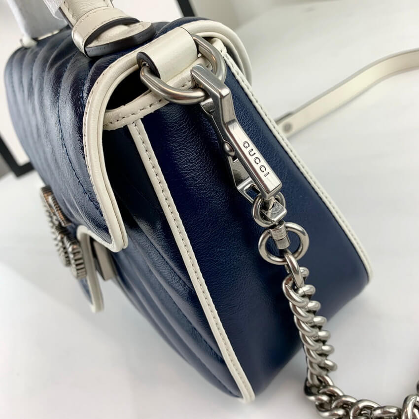 Gucci GG Marmont Mini Top Handle Bag 583571 Blue