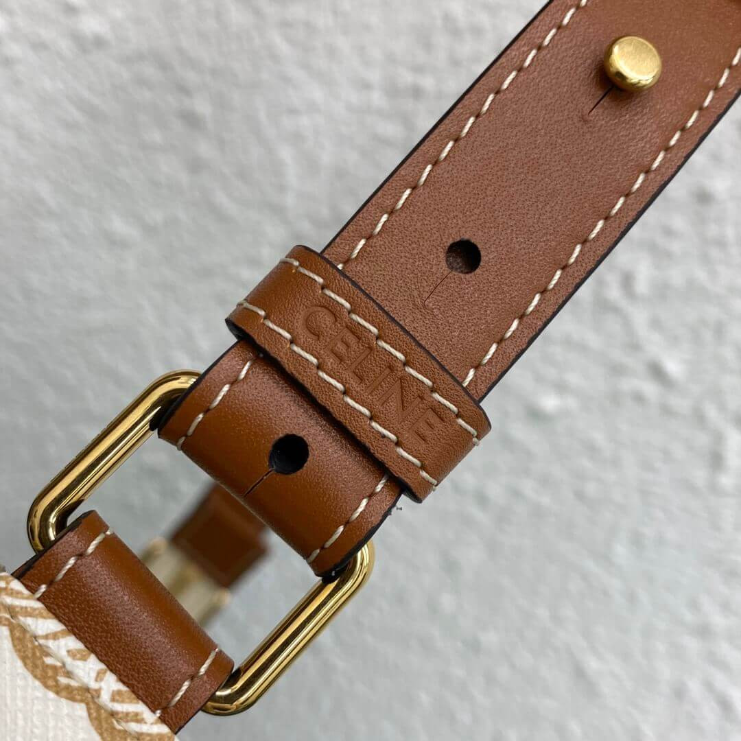 Celine Ava Bag In Triomphe Canvas 193952 White