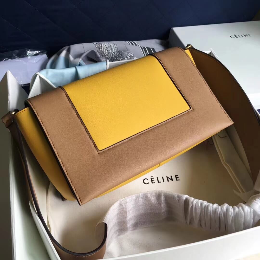 Celine Frame Medium Shoulder Bag 180263 Apricot/Yellow