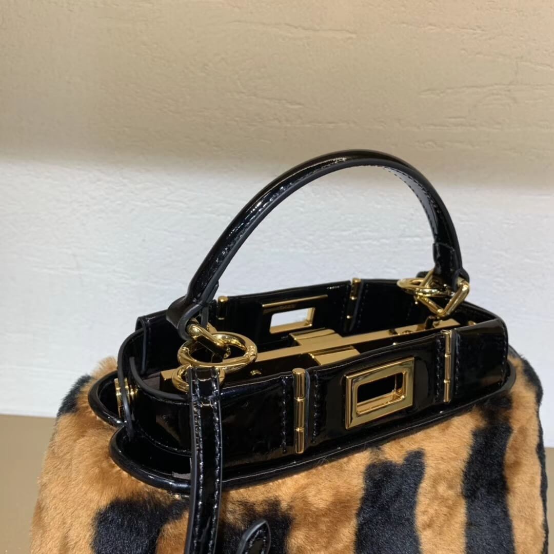 Fendi Peekaboo Iconic Mini Black Mink Bag 8BN244