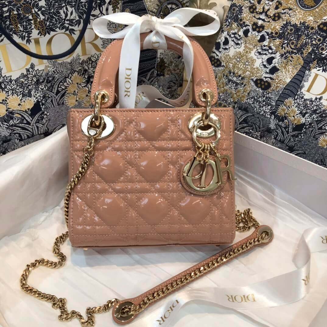 Christian Dior Patent Calfskin Mini Lady Dior Bag M0505
