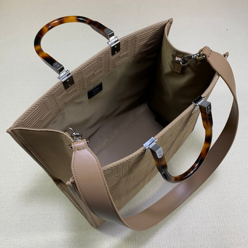 Fendi Medium Sunshine Tote Bag in Apricot FF Fabric 8BH386