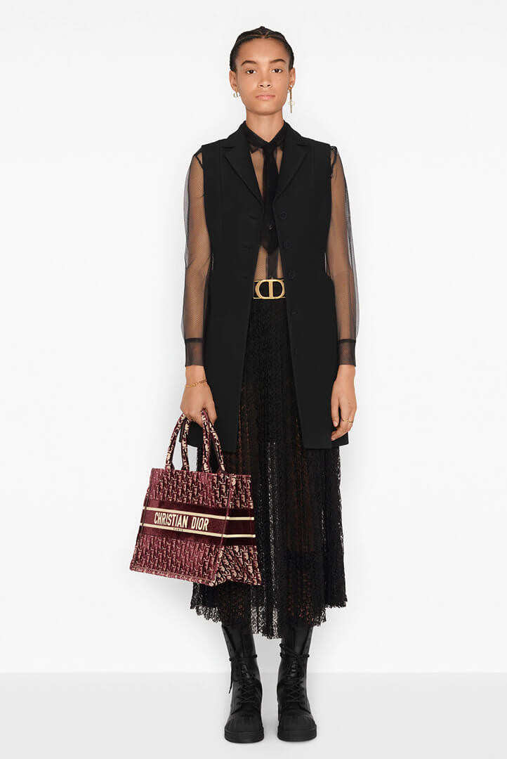 Christian Dior Small Book Tote Embossed Velvet M1296