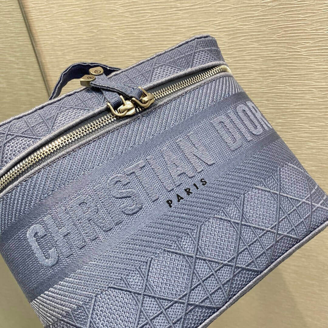Dior Travel Vanity Case Denim Cannage Embroidery S5480