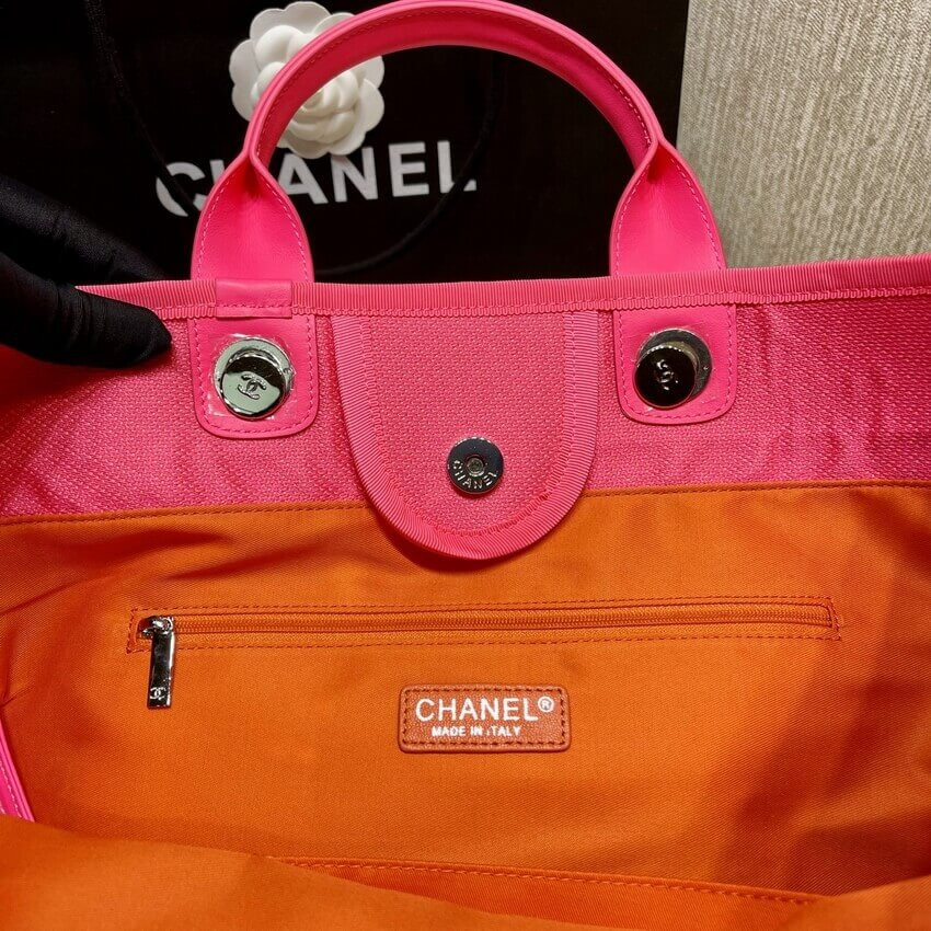 Chanel 21S Deauville Peachblow Yellow Large Shopping Bag A66941