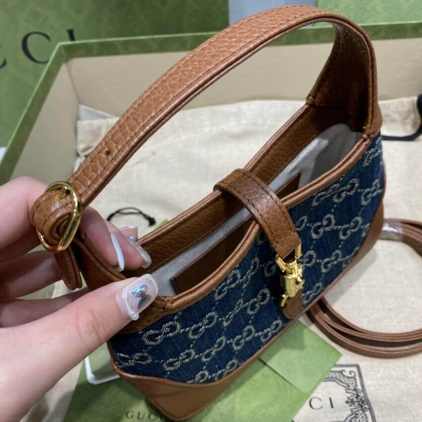 Gucci Denim Jackie 1961 Mini Shoulder Bag 637092