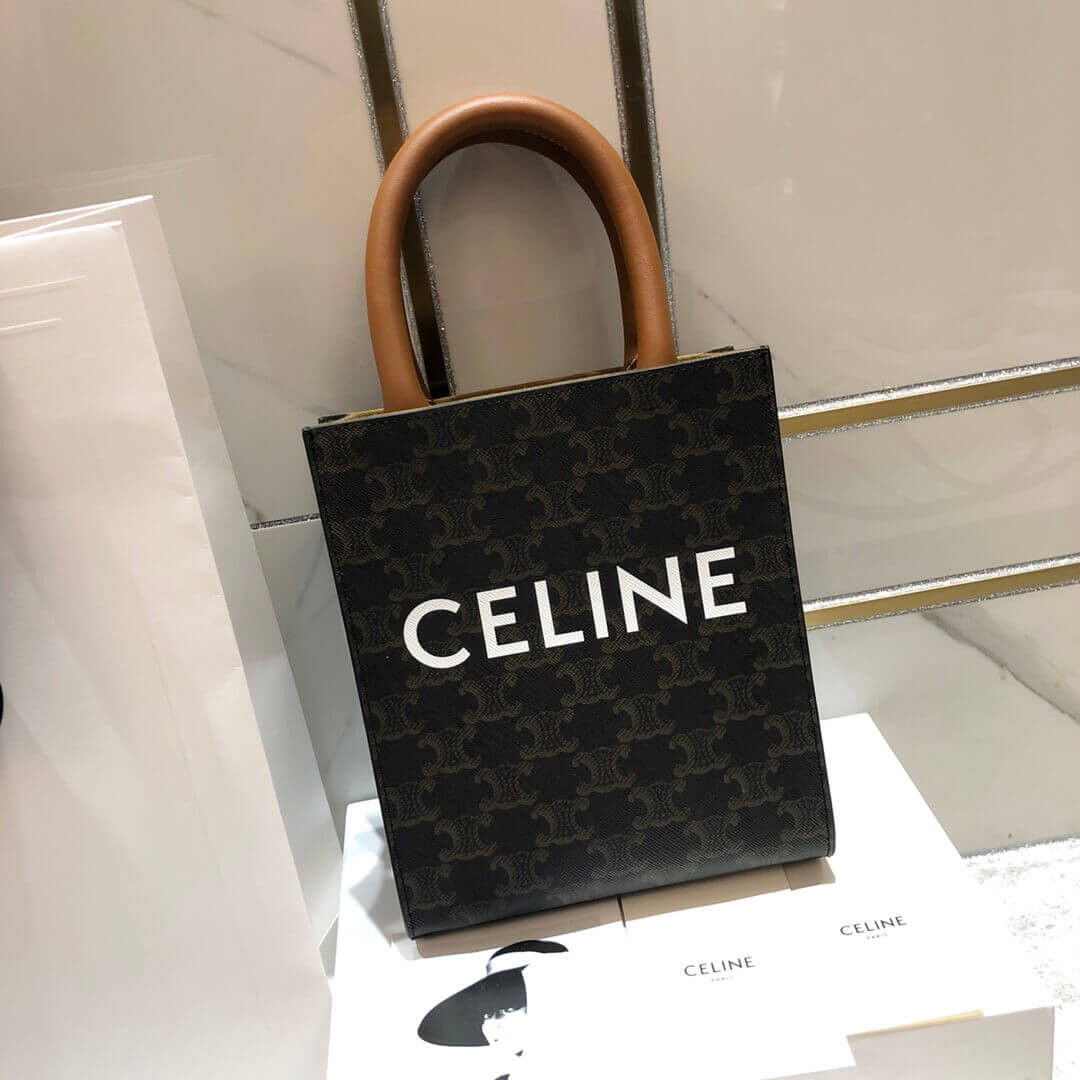 Celine Mini Vertical Cabas In Triomphe Canvas 193302