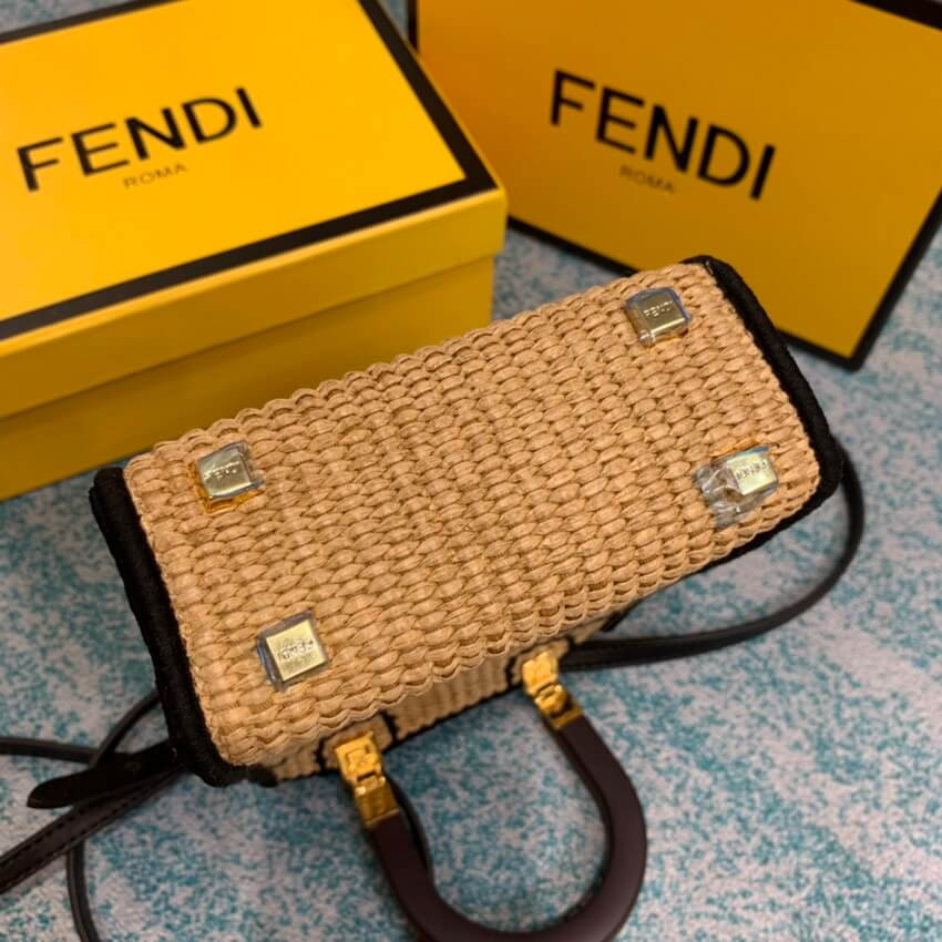 Fendi Sunshine Mini Woven Tote 8BS051 Beige
