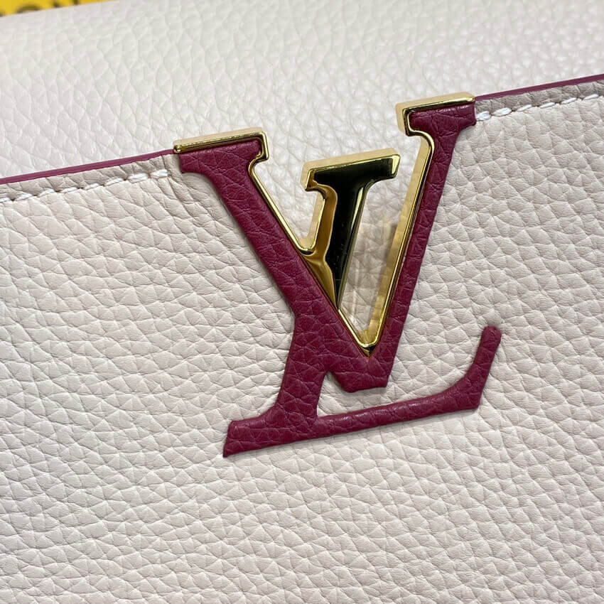 Louis Vuitton Capucines MM M58610 Eggshell/Lie de Vin Red