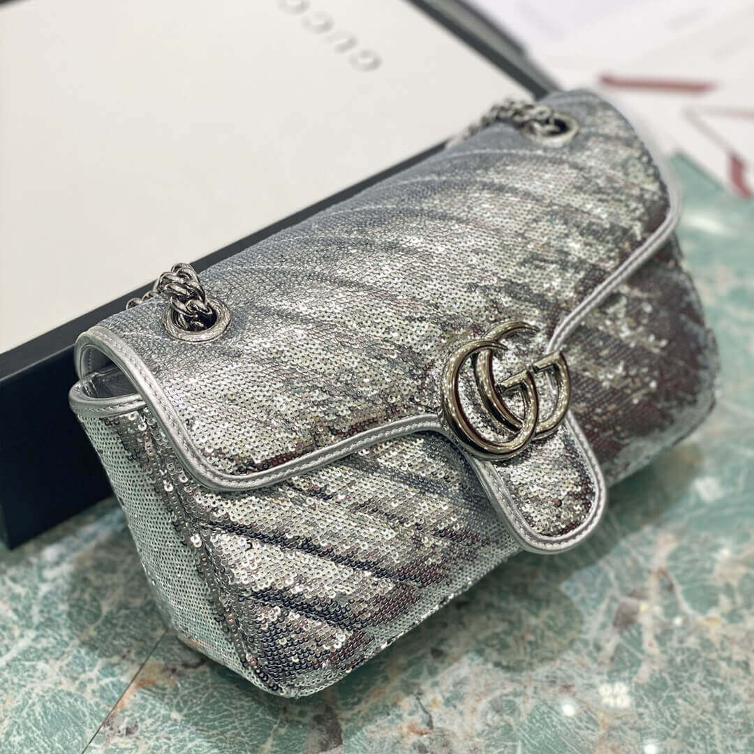Gucci GG Marmont Small Sequin Shoulder Bag 443497