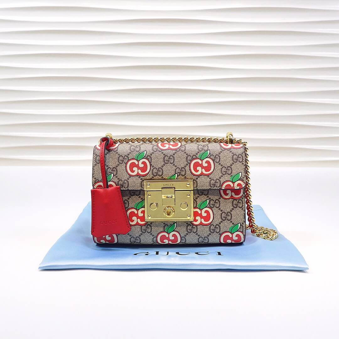 Gucci GG Apple Print Padlock Small Shoulder Bag 409487