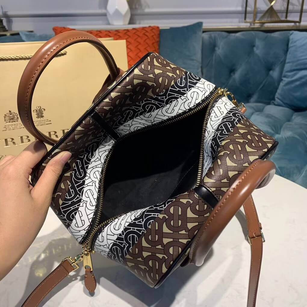 Burberry Small Monogram Stripe E-canvas Cube Bag 80193561