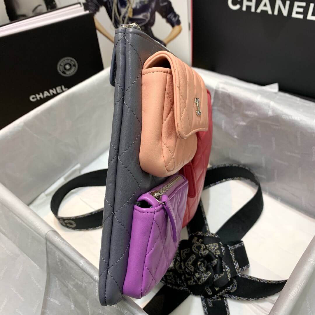Chanel Lambskin Cases with Accessories AP1054 Gray, Pink, Purple & Light Pink