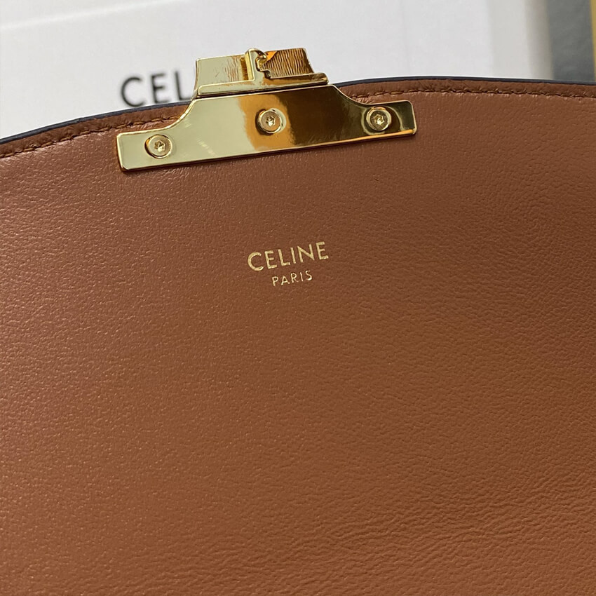 Celie Medium Triomphe Bag in Triomphe Textile and Calfskin 191242 Brown/Tan