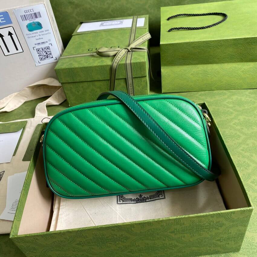 Gucci GG Marmont Small Shoulder Bag 447632 Green and Emerald Leather