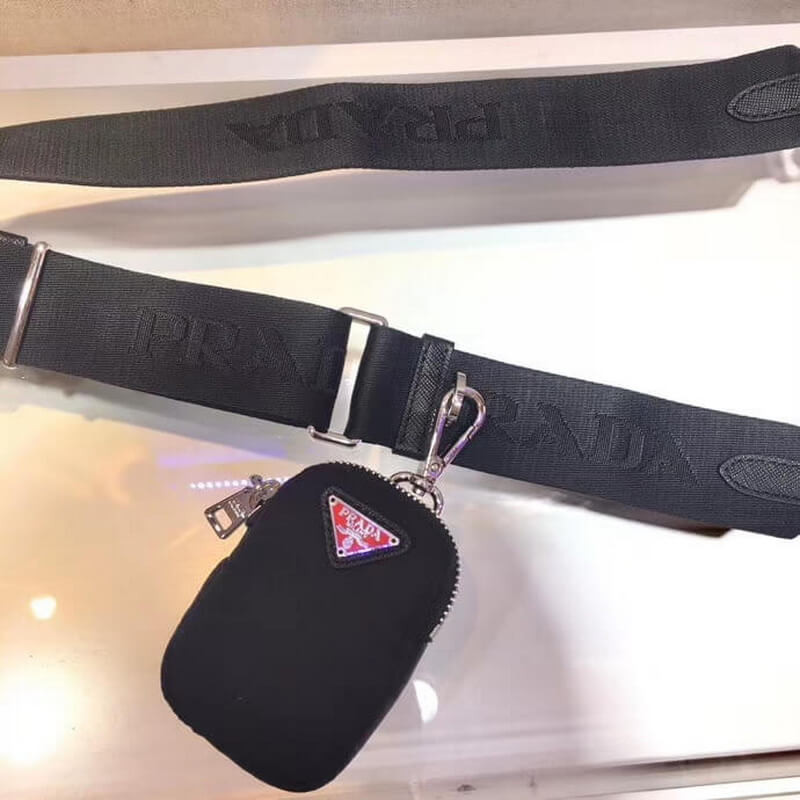 Prada Re-Edition Nylon Multi-Pochette Bag 1BH204 Black with Red Logo