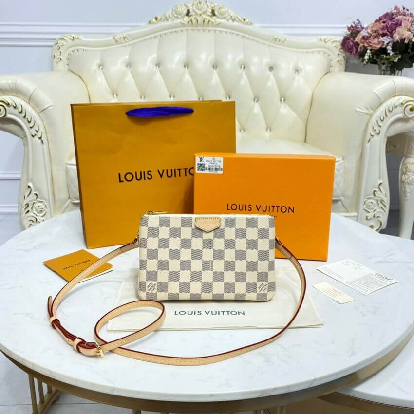 Louis Vuitton Damier Azur Double Zip Pochette N60460