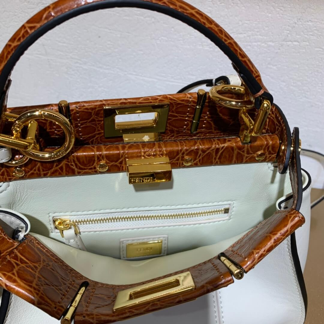 Fendi Peekaboo Iconic Mini Leather Bag 8BN244 White