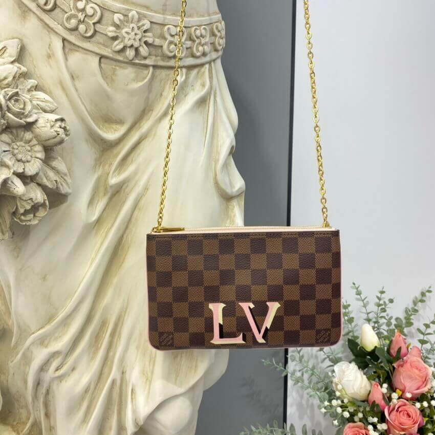 Louis Vuitton Damier Ebene Double Zip Pochette N60254