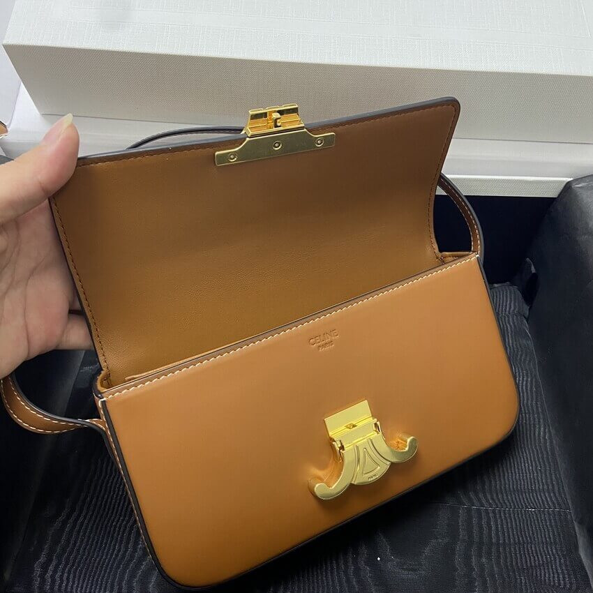 Celine Triomphe Shoulder Bag In Natural Calfskin 194143