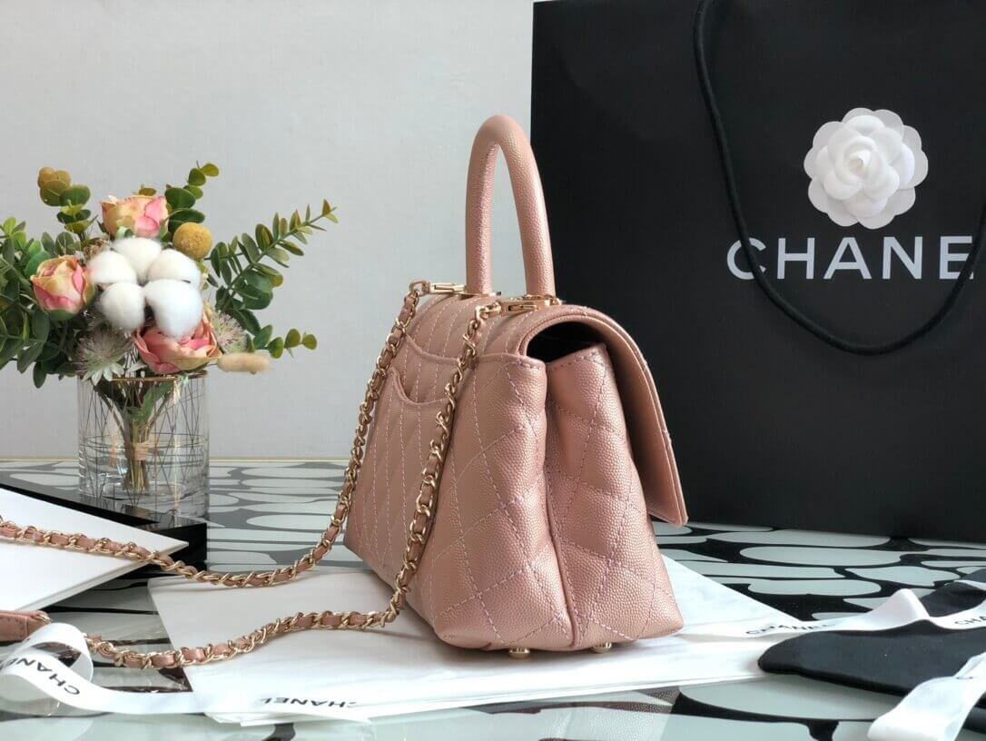 Chanel Grained Calfskin Mini Flap Bag with Top Handle 99003