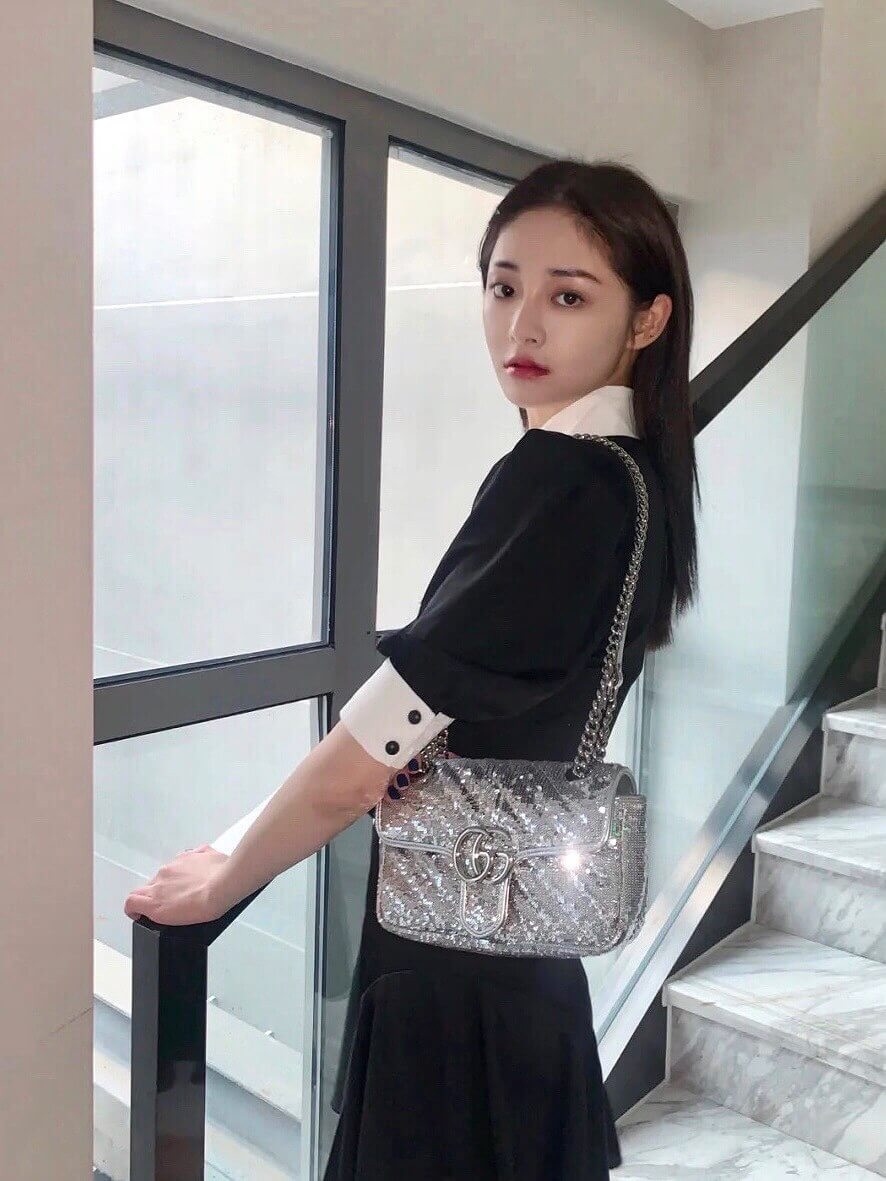 Gucci GG Marmont Small Sequin Shoulder Bag 443497