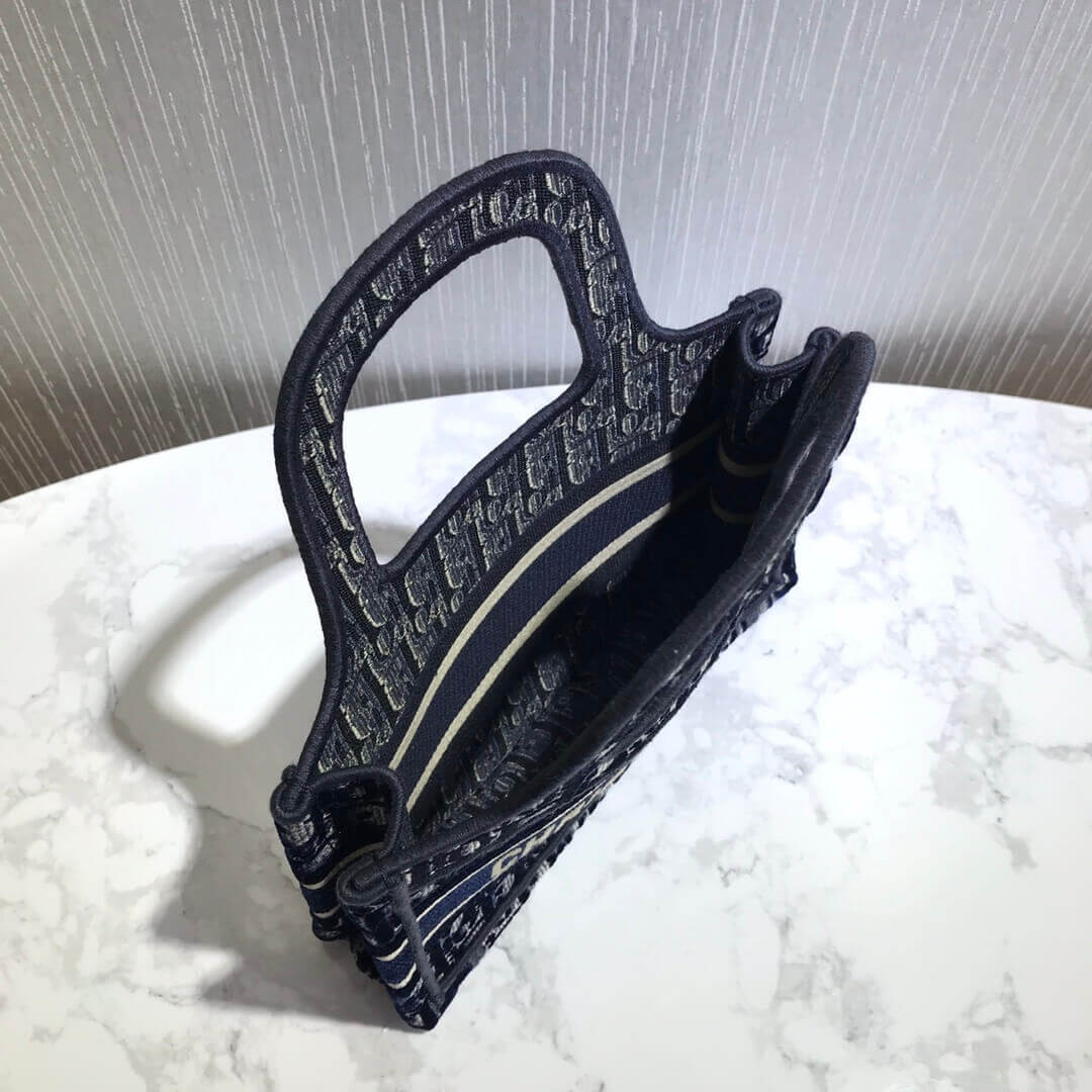 Dior Oblique Embroidered Velvet Mini Book Tote S5475Z