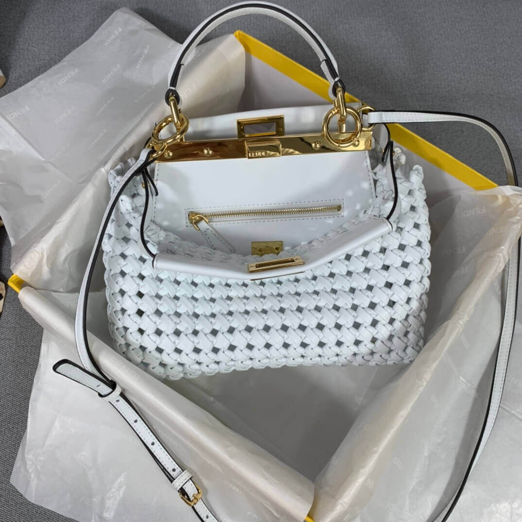 Fendi Peekaboo Iconic Mini Leather Interlace Bag 8BN244