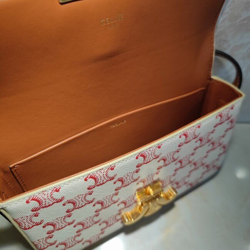 Celine Triomphe Shoulder Bag In Triomphe Canvas and Calfskin 194142