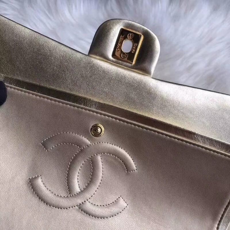 Chanel 1112 Gold Medium Size 2.55 Lambskin Leather Flap Bag