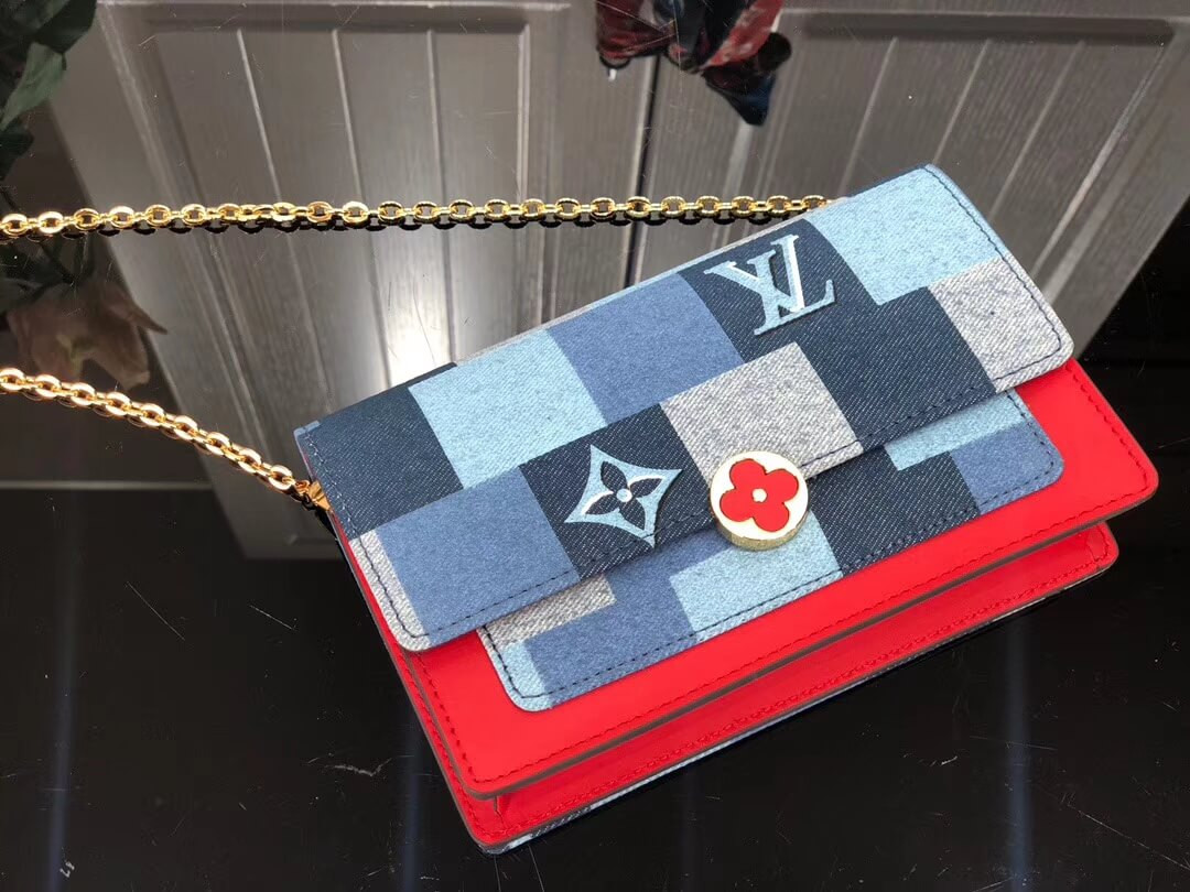 Louis Vuitton Monogram Denim Canvas Flore Chain Wallet M69036
