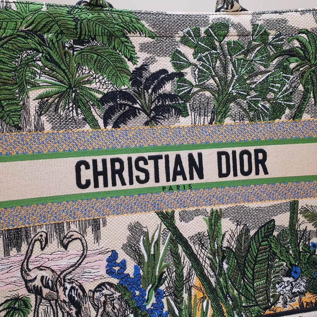 Christian Dior Book Tote Bag In Embroidered Canvas M1286