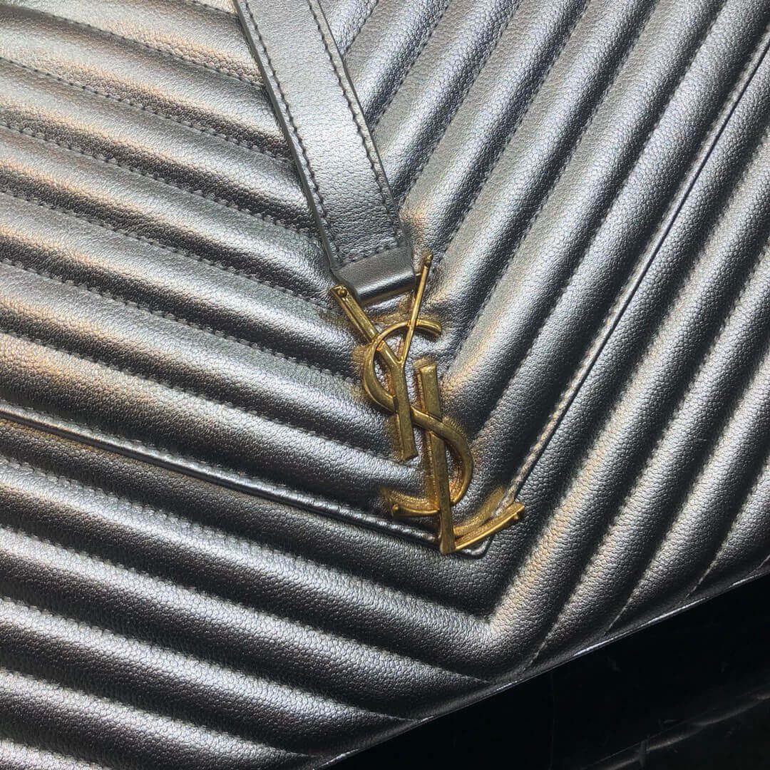 Saint Laurent Metallic Silver Large Envelope Chain Bag 396910