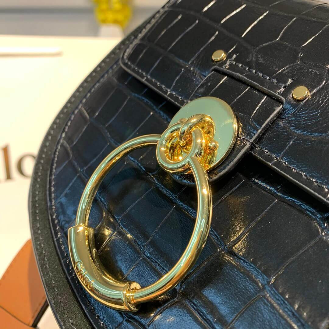 Chloe Small Tess Bag In Embossed Croco A876