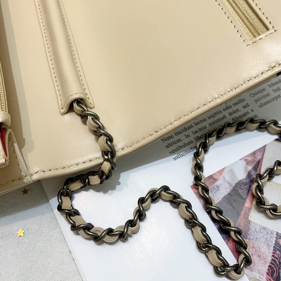 Chanel Chevron Crinkled Calfskin Gabrielle Wallet on Chain WOC Bag A86025