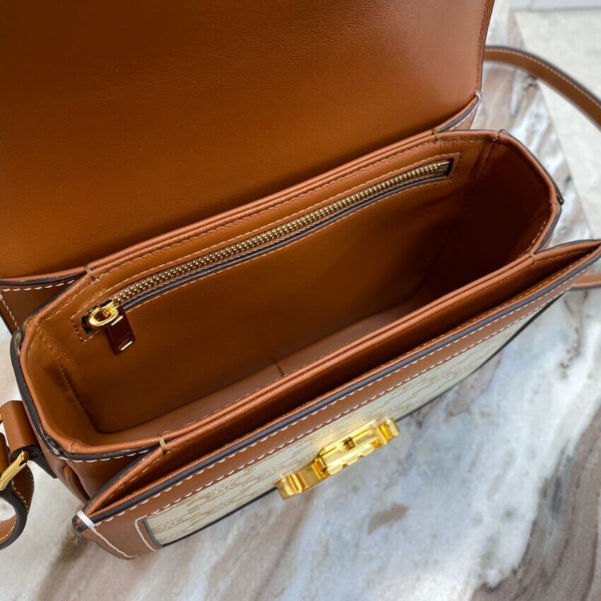 Celine Teen Triomphe Bag in Triomphe Canvas and Calfskin 188882 White