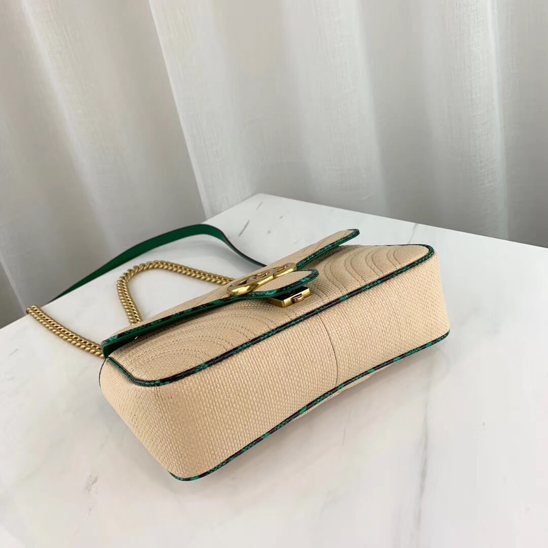 Gucci Online Exclusive GG Marmont Raffia Small Shoulder Bag 443497