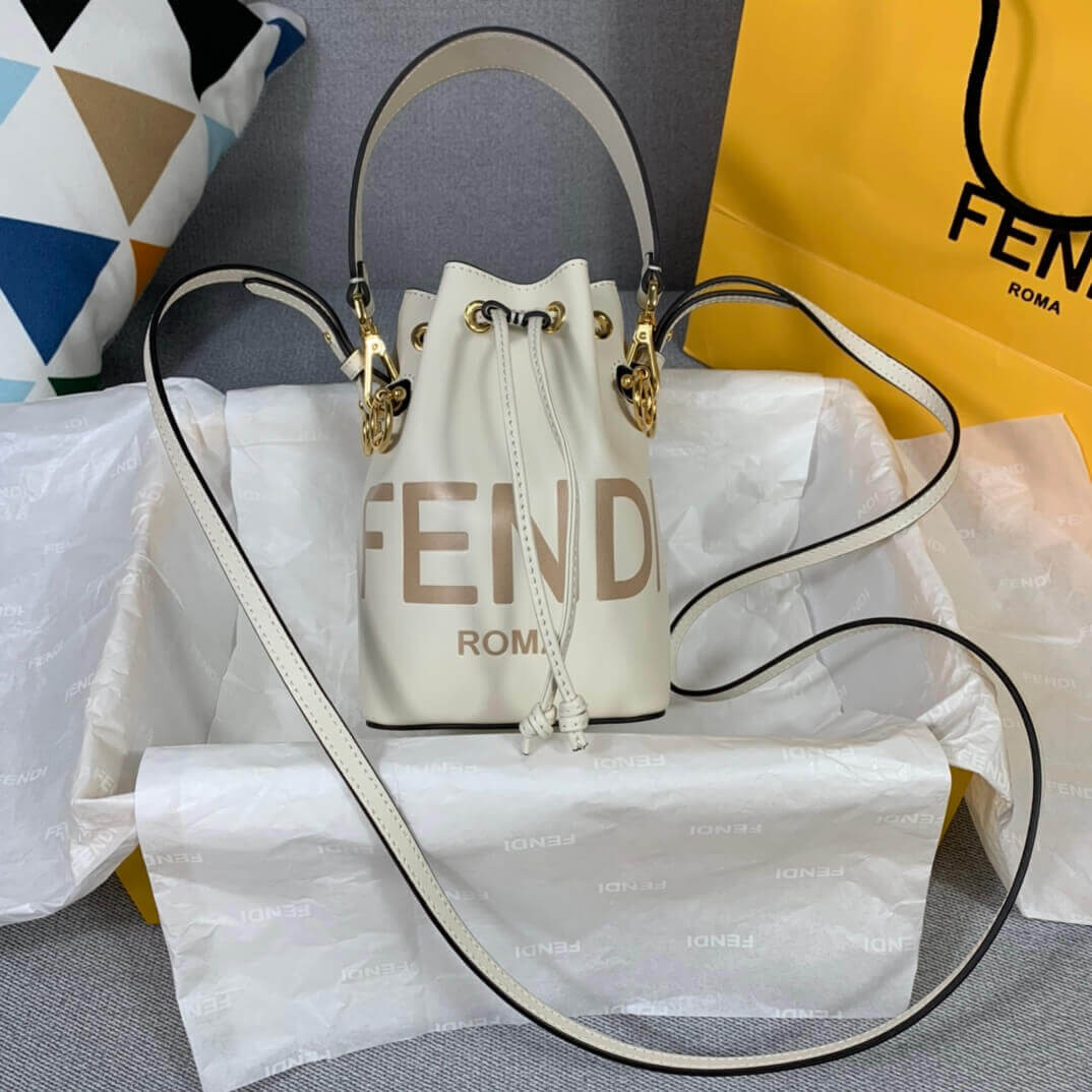 Fendi Mon Tresor Mini Logo-Print Leather Bucket Bag 8BS010