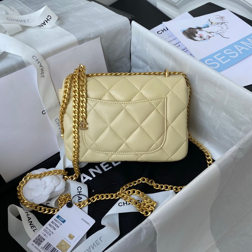 Chanel Mini Flap Bag in Lambskin with Enamel CC AS3113