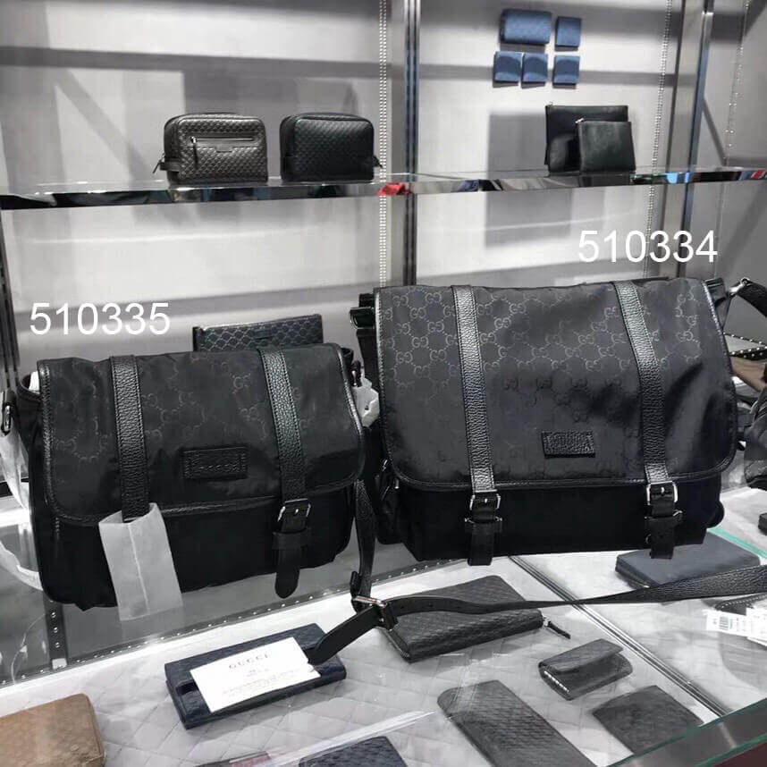 Gucci GG Guccissima Black Nylon Small Messenger Bag 510335